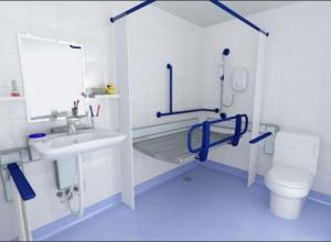 Shower cabin for disabled and elderly people